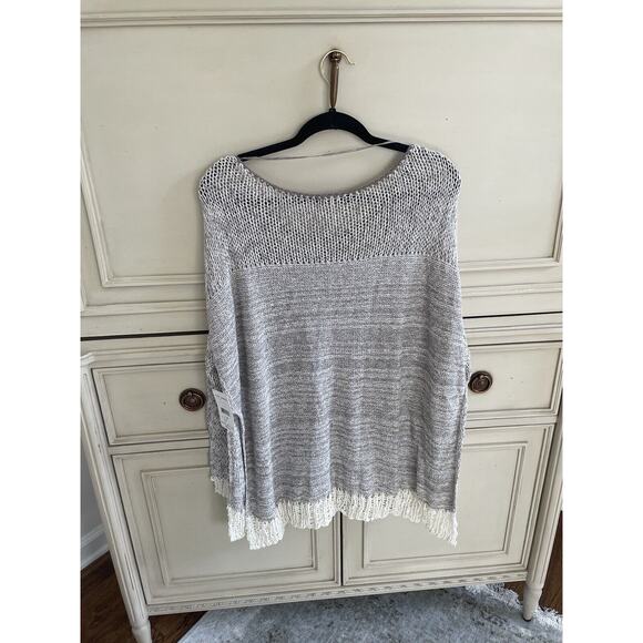 NWT Free People Oversized Knit Sweater Brown Cream Size Medium Cotton Side Slit - Picture 5 of 9
